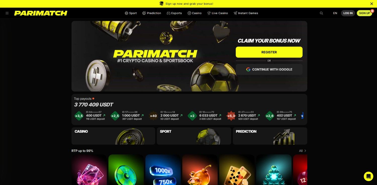 Parimatch homepage