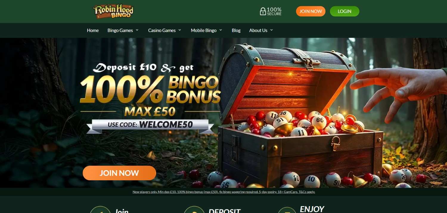 Robin Hood Bingo homepage