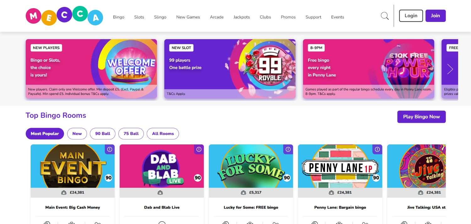 Mecca Bingo homepage