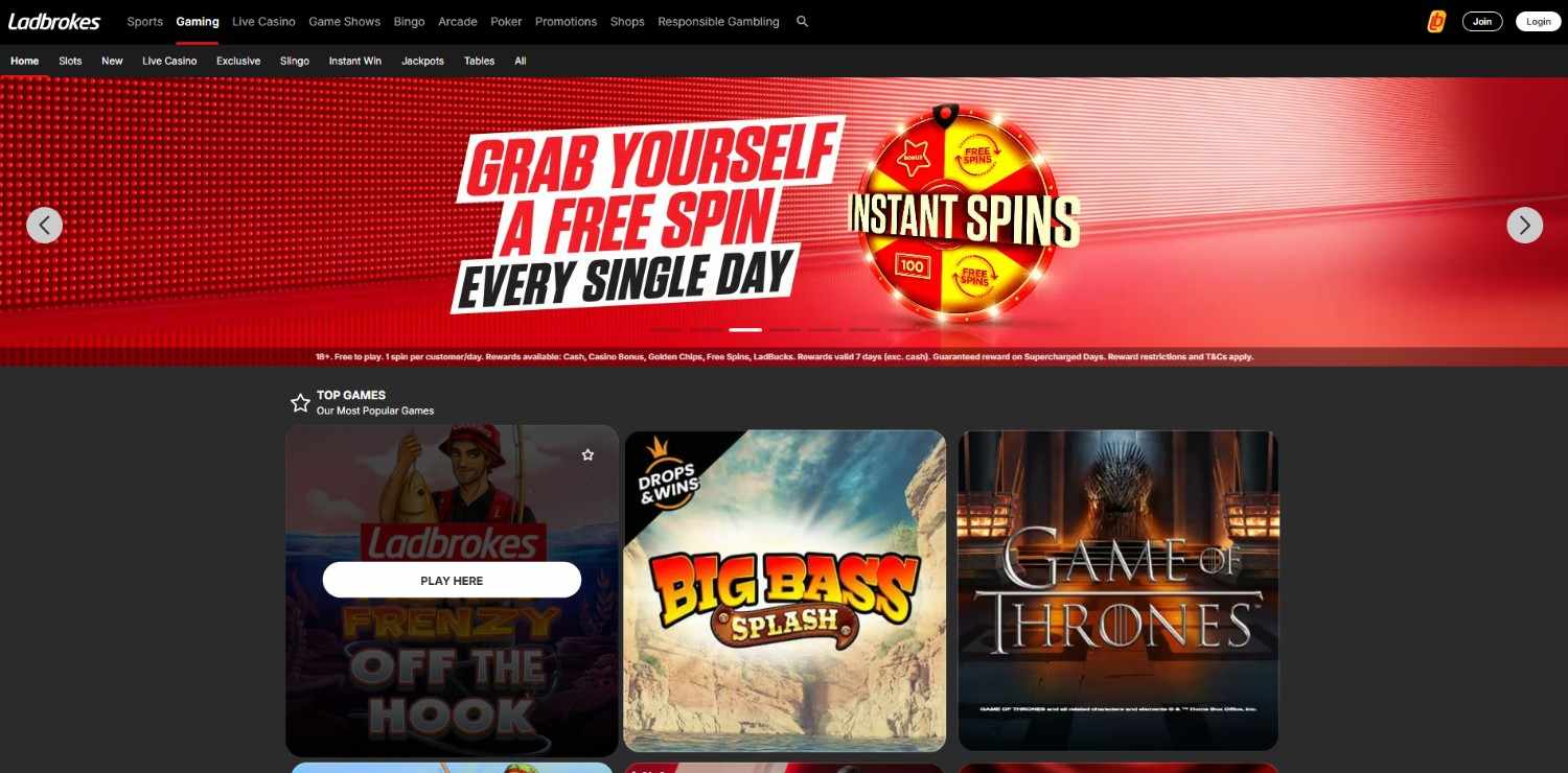 Ladbrokes homepage