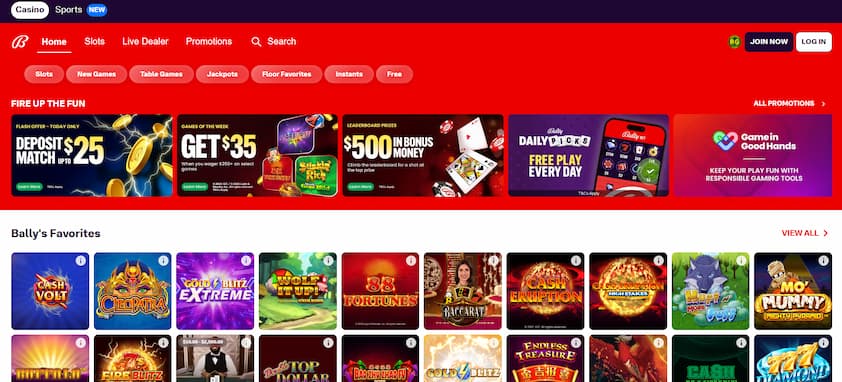 Bally Casino homepage