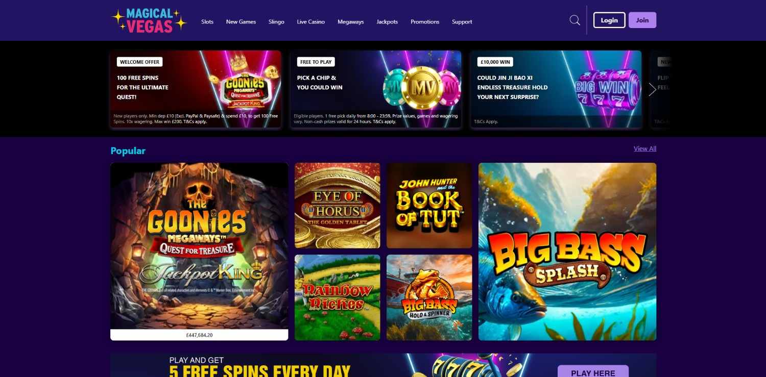 Magical Vegas homepage