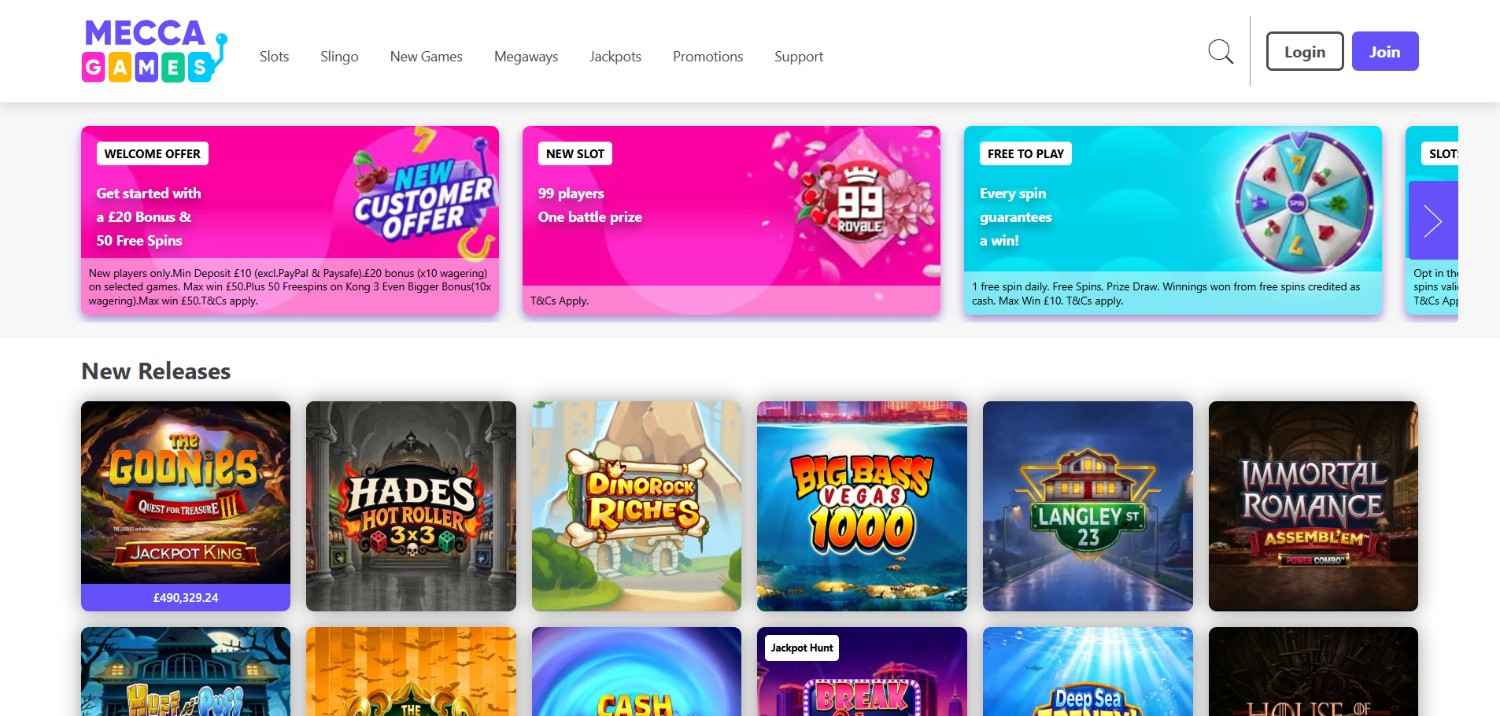 Mecca Games homepage